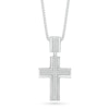 Thumbnail Image 0 of Men's 0.29 CT. T.W. Diamond Double Row Layered Cross Drop Pendant in 10K White Gold - 22"