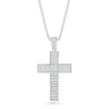 Thumbnail Image 1 of Men's 0.45 CT. T.W. Diamond Divided Cross Pendant in 10K White Gold - 22"
