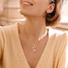 Thumbnail Image 2 of 3.5-4.0mm Button Freshwater Cultured Pearl "S" Initial Drop Pendant in Sterling Silver with Gold-Tone Flash Plate