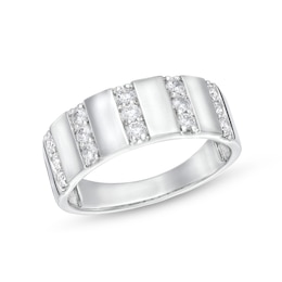 0.45 CT. T.W. Diamond Trio Linear Row Band in 10K White Gold