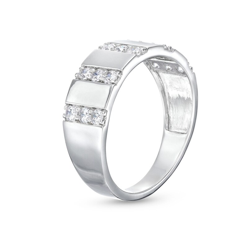 Main Image 3 of 0.45 CT. T.W. Diamond Trio Linear Row Band in 10K White Gold