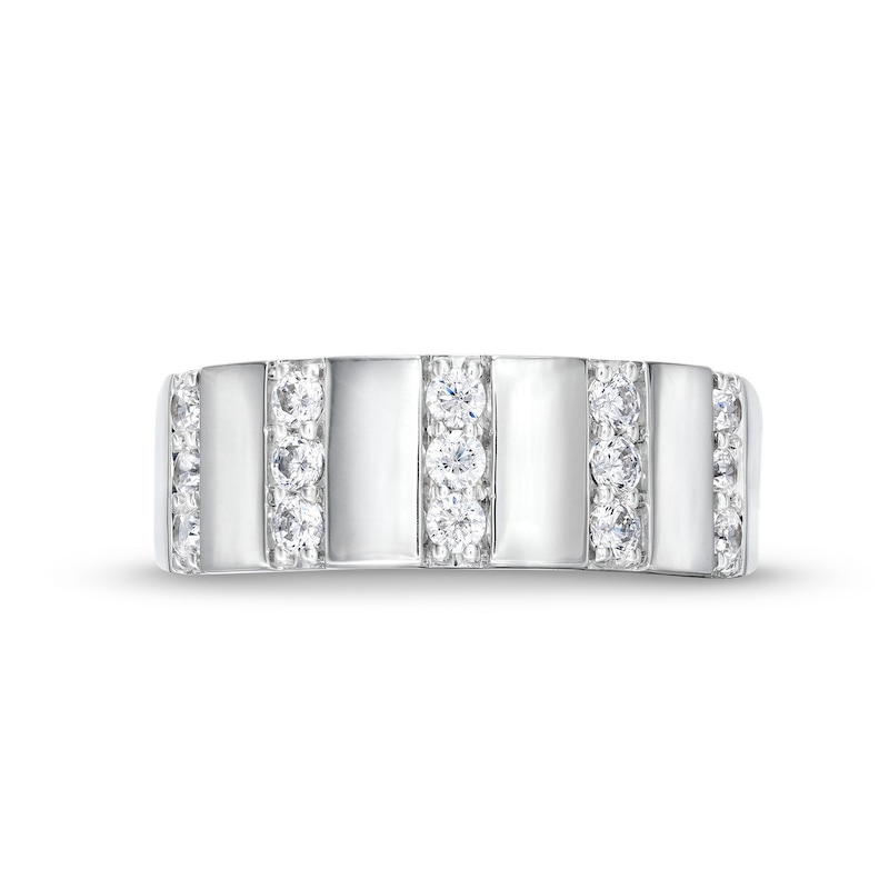 Main Image 4 of 0.45 CT. T.W. Diamond Trio Linear Row Band in 10K White Gold