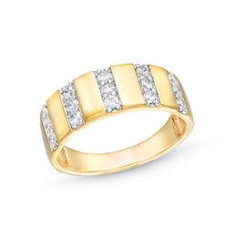 0.45 CT. T.W. Diamond Trio Linear Row Band in 10K Gold