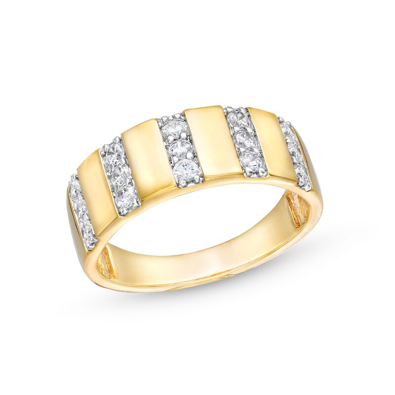 Main Image 1 of 0.45 CT. T.W. Diamond Trio Linear Row Band in 10K Gold