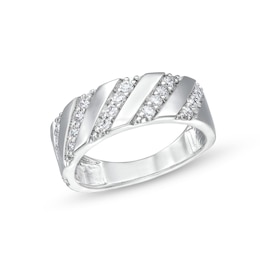 0.45 CT. T.W. Diamond Slant Row Band in 10K White Gold