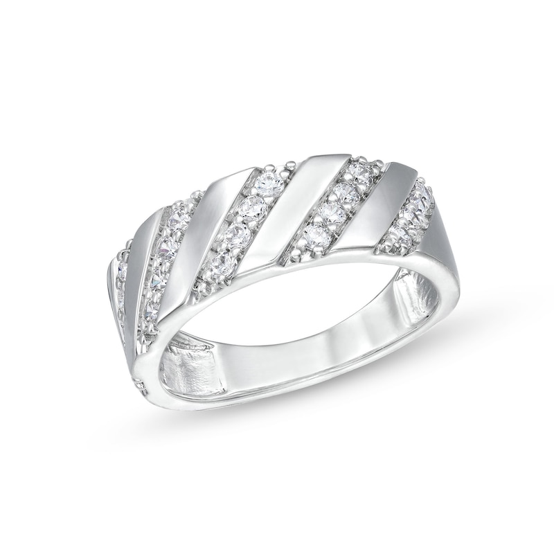 Main Image 1 of 0.45 CT. T.W. Diamond Slant Row Band in 10K White Gold