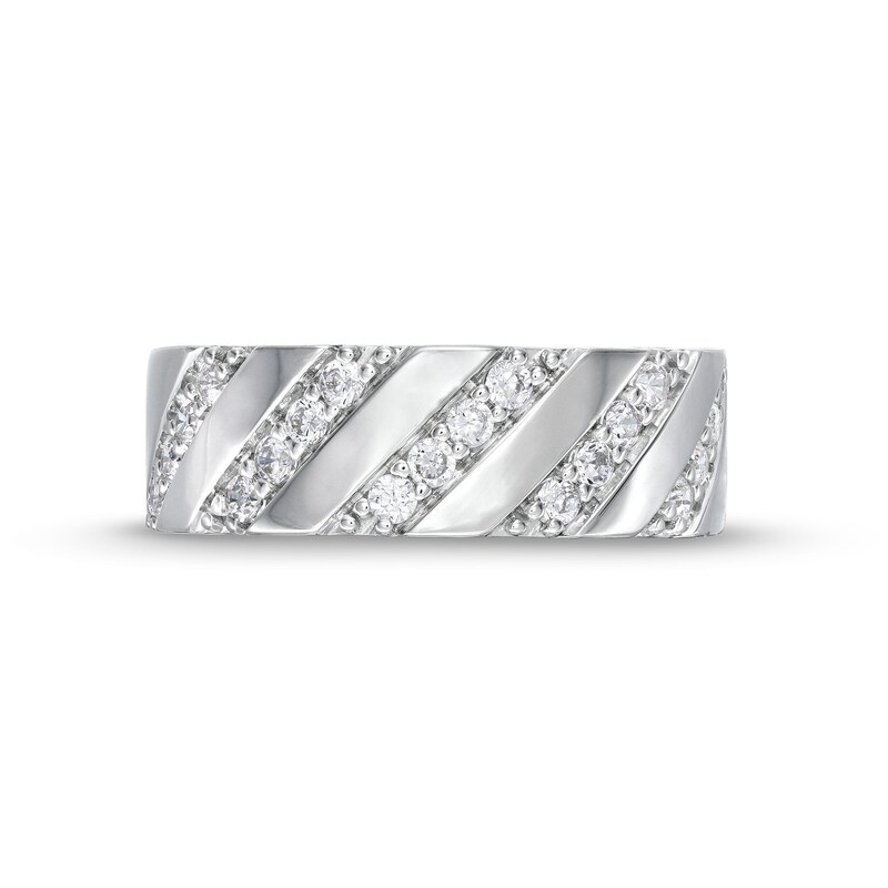 Main Image 4 of 0.45 CT. T.W. Diamond Slant Row Band in 10K White Gold