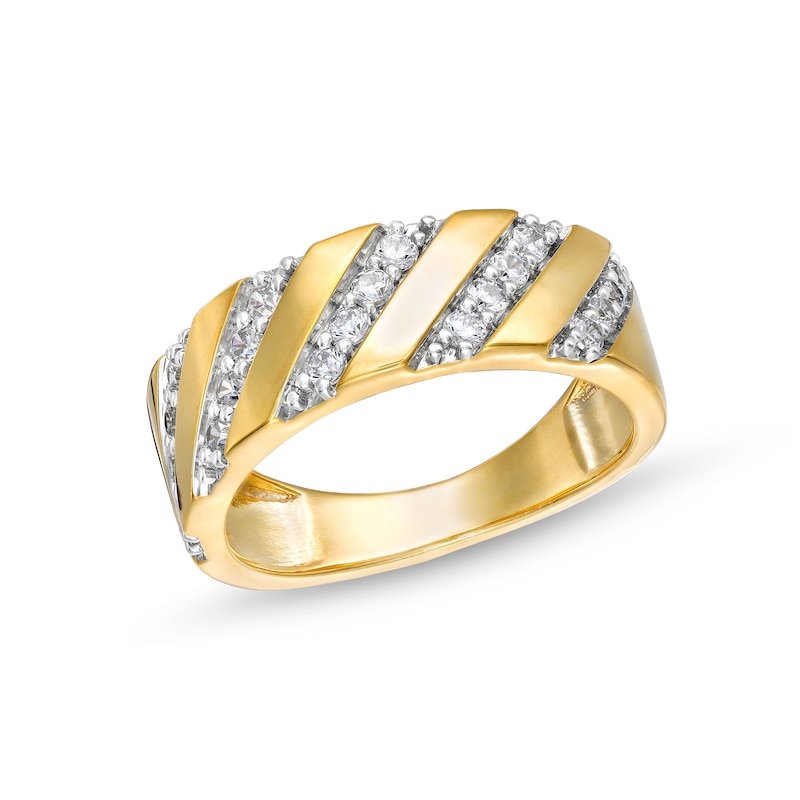 Main Image 1 of 0.45 CT. T.W. Diamond Slant Row Band in 10K Gold