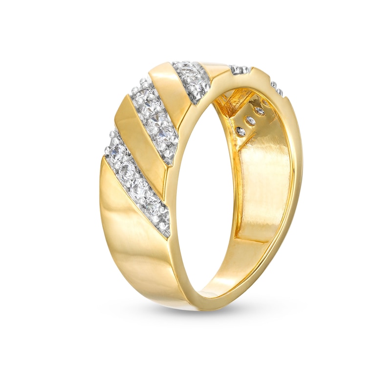 Main Image 3 of 0.45 CT. T.W. Diamond Slant Row Band in 10K Gold