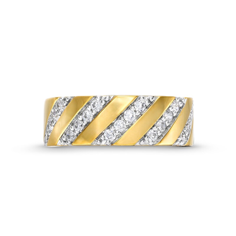 Main Image 4 of 0.45 CT. T.W. Diamond Slant Row Band in 10K Gold
