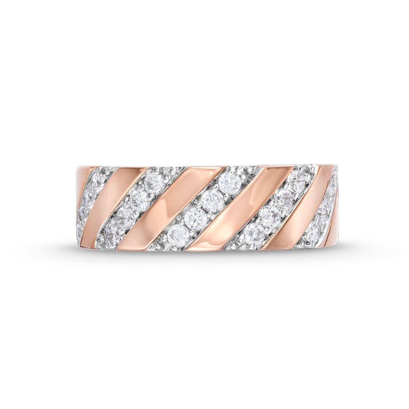 Main Image 4 of 0.45 CT. T.W. Diamond Slant Row Band in 10K Rose Gold