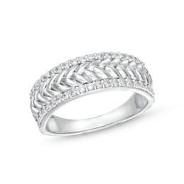 0.29 CT. T.W. Diamond Edge Herringbone Band in 10K White Gold