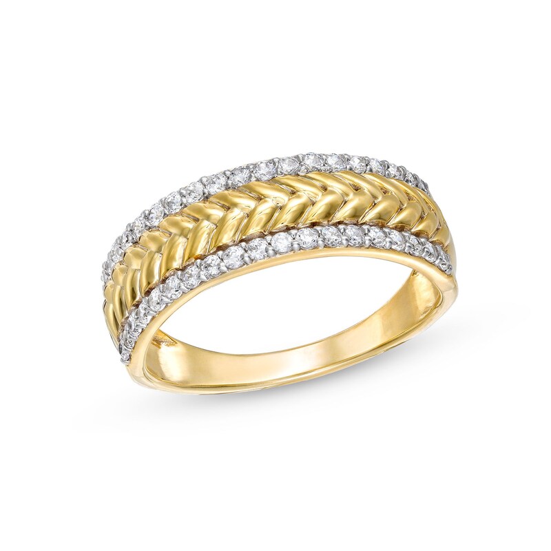CT. T.W. Diamond Edge Herringbone Band in 10K Gold