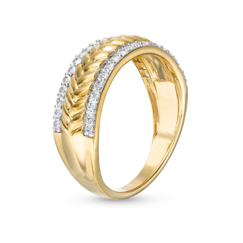 Main Image 3 of 0.29 CT. T.W. Diamond Edge Herringbone Band in 10K Gold