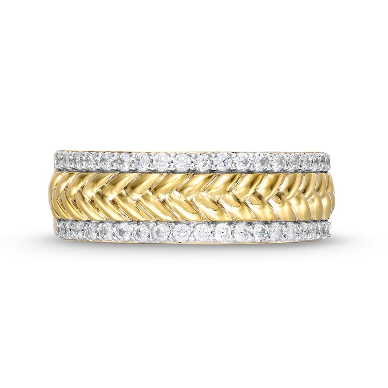 Main Image 4 of 0.29 CT. T.W. Diamond Edge Herringbone Band in 10K Gold
