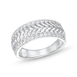 0.45 CT. T.W. Diamond Edge Herringbone Band in 10K White Gold