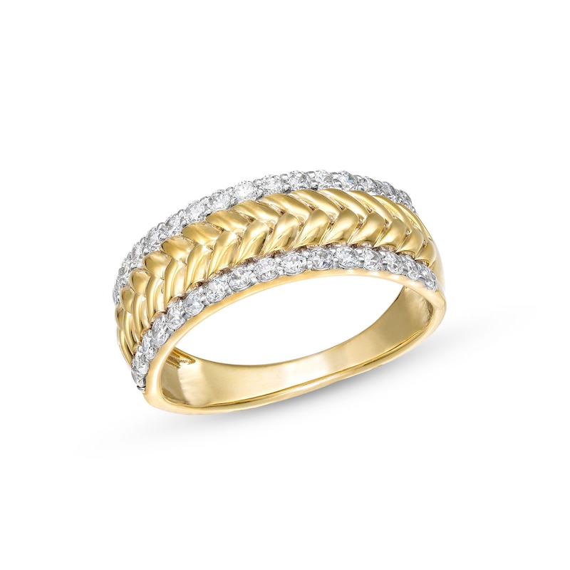 0.45 CT. T.W. Diamond Edge Herringbone Band in 10K Gold