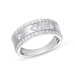 0.69 CT. T.W. Diamond Edge Center Station Band in 10K White Gold