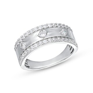 0.69 CT. T.W. Diamond Edge Center Station Band in 10K Gold