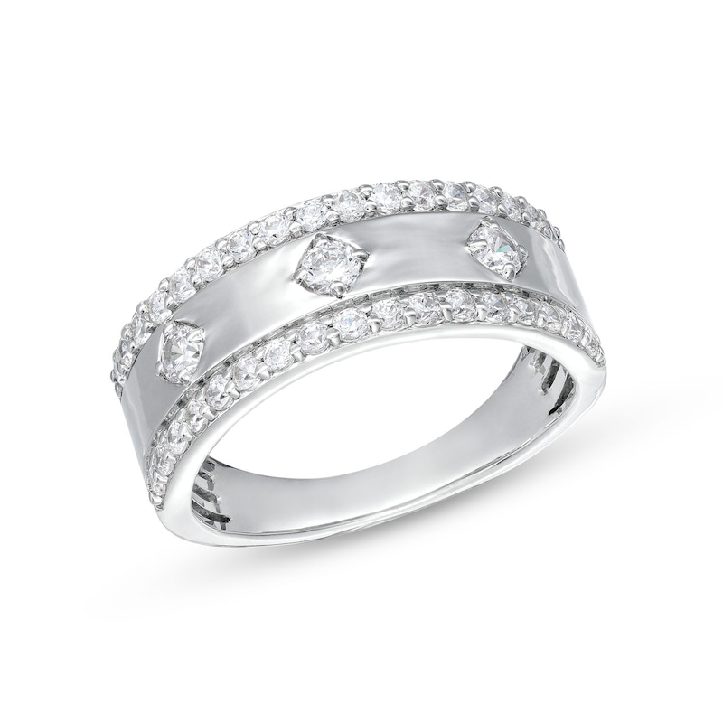 0.69 CT. T.W. Diamond Edge Center Station Band in 10K Gold