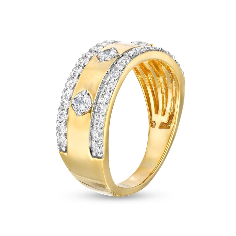 Main Image 3 of 0.69 CT. T.W. Diamond Edge Center Station Band in 10K Gold