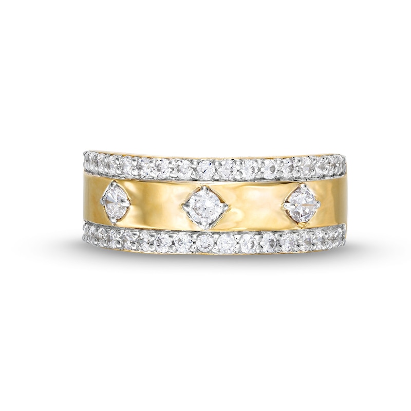 Main Image 4 of 0.69 CT. T.W. Diamond Edge Center Station Band in 10K Gold