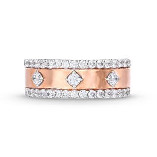 0.69 CT. T.W. Diamond Edge Center Station Band in 10K Rose Gold