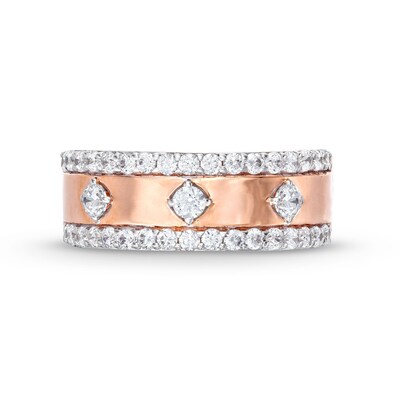0.69 CT. T.W. Diamond Edge Center Station Band in 10K Rose Gold