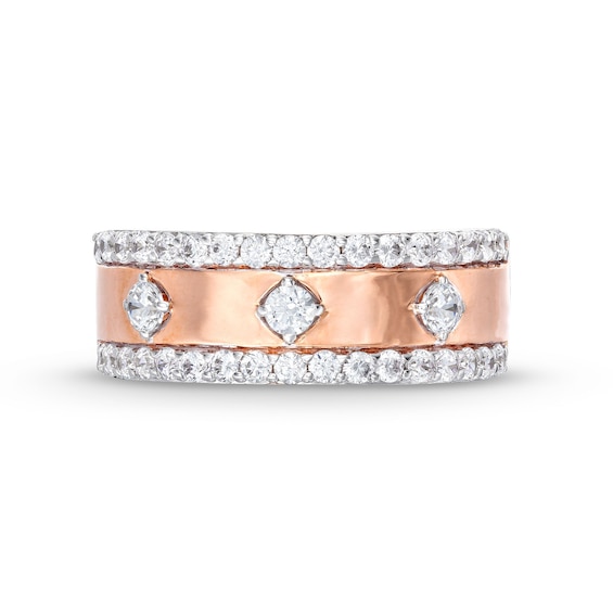 0.69 CT. T.W. Diamond Edge Center Station Band in 10K Rose Gold