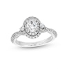 Thumbnail Image 0 of Vera Wang Love Collection 0.80 CT. T.W. Oval Diamond Frame Vintage-Style Engagement Ring in 14K White Gold (I/SI2)