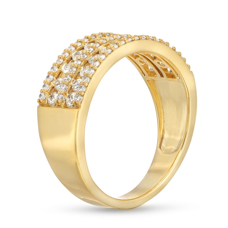 Main Image 3 of 0.69 CT. T.W. Diamond Multi-Row Band in 10K Gold