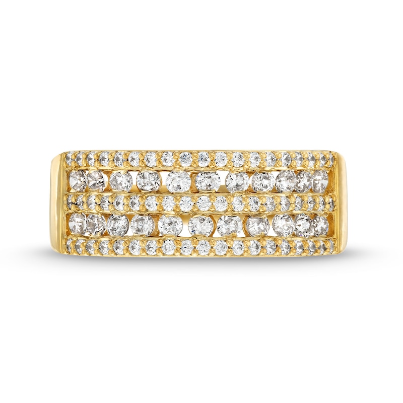 Main Image 4 of 0.69 CT. T.W. Diamond Multi-Row Band in 10K Gold