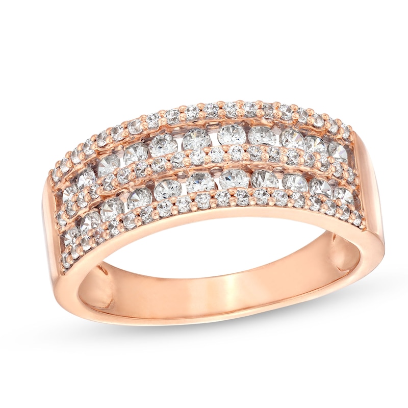 Main Image 1 of 0.69 CT. T.W. Diamond Multi-Row Band in 10K Rose Gold