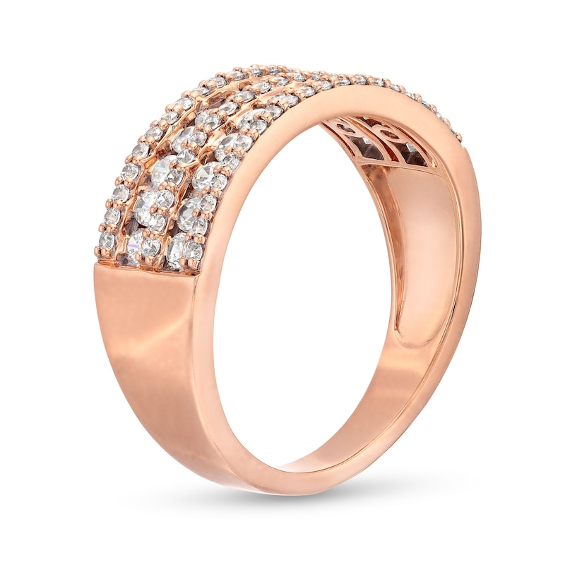 Main Image 3 of 0.69 CT. T.W. Diamond Multi-Row Band in 10K Rose Gold