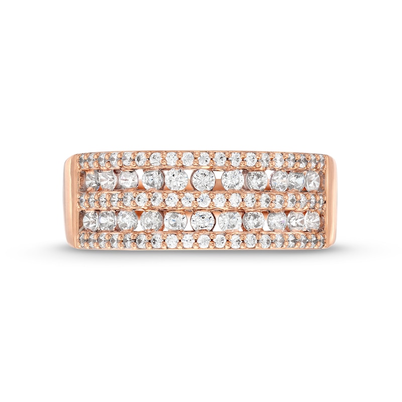 Main Image 4 of 0.69 CT. T.W. Diamond Multi-Row Band in 10K Rose Gold