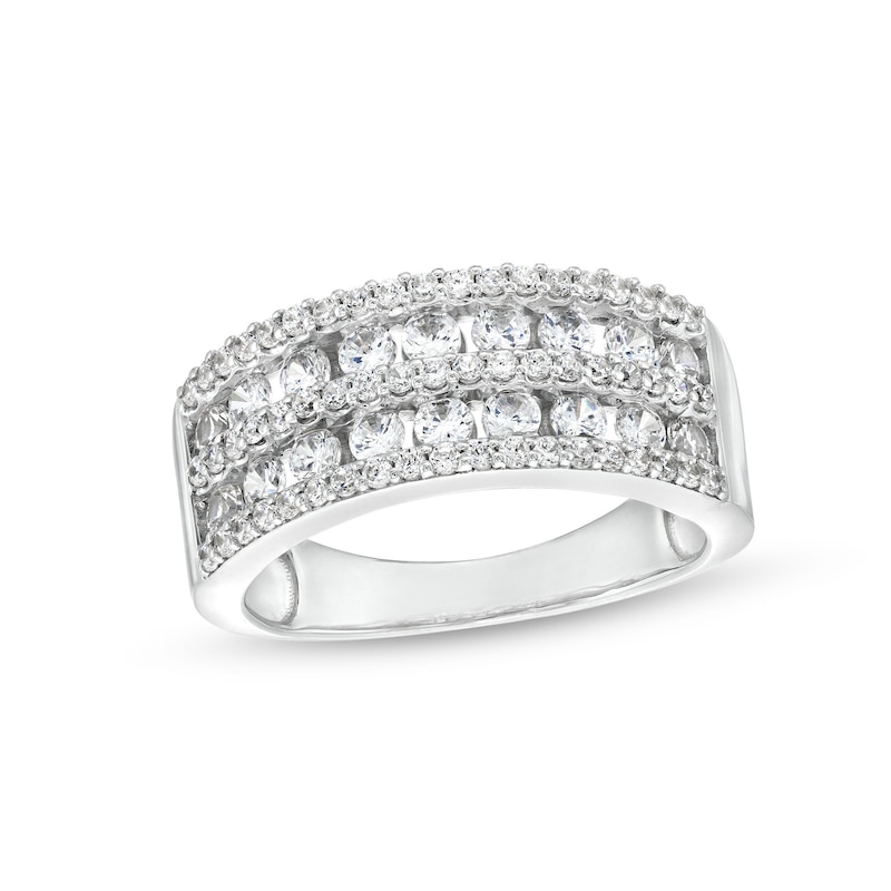 Main Image 1 of 0.95 CT. T.W. Diamond Multi-Row Band in 10K White Gold