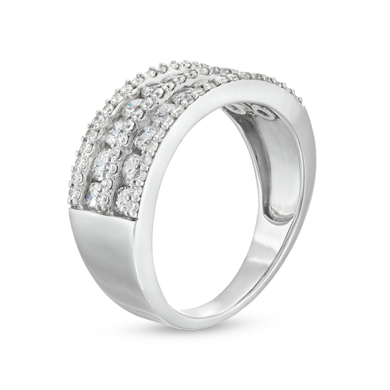 Main Image 3 of 0.95 CT. T.W. Diamond Multi-Row Band in 10K White Gold
