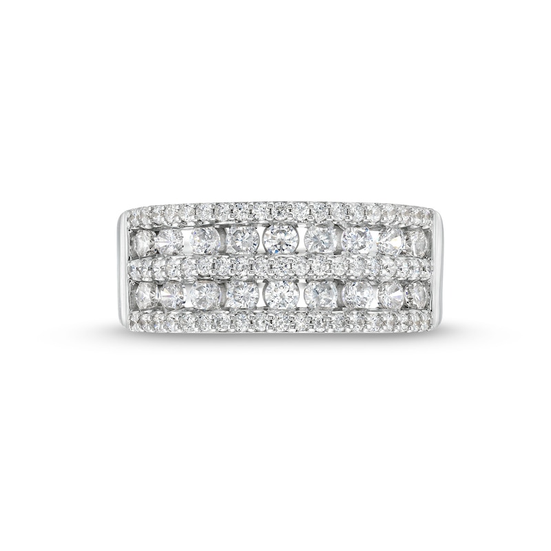 Main Image 4 of 0.95 CT. T.W. Diamond Multi-Row Band in 10K White Gold