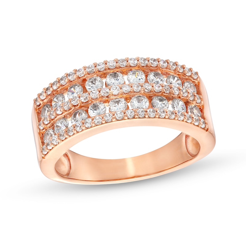 Main Image 1 of 0.95 CT. T.W. Diamond Multi-Row Band in 10K Rose Gold