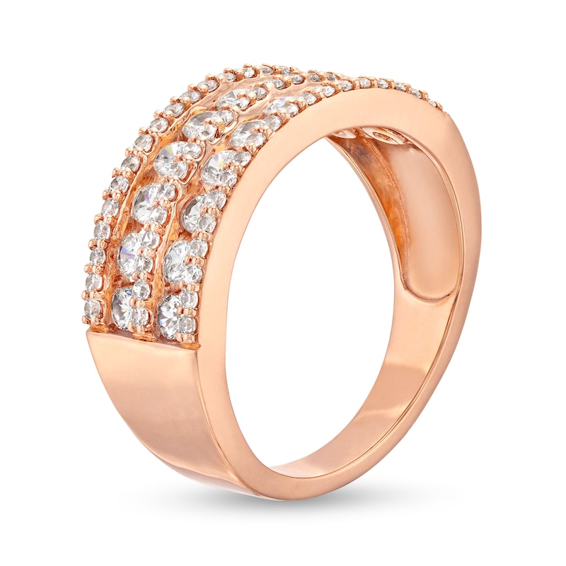 Main Image 3 of 0.95 CT. T.W. Diamond Multi-Row Band in 10K Rose Gold
