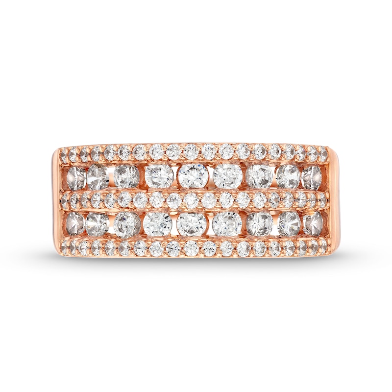 Main Image 4 of 0.95 CT. T.W. Diamond Multi-Row Band in 10K Rose Gold