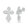 Thumbnail Image 1 of Men's 0.29 CT. T.W. Diamond Gothic-Style Cross Stud Earrings in 10K White Gold