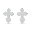 Thumbnail Image 2 of Men's 0.29 CT. T.W. Diamond Gothic-Style Cross Stud Earrings in 10K White Gold