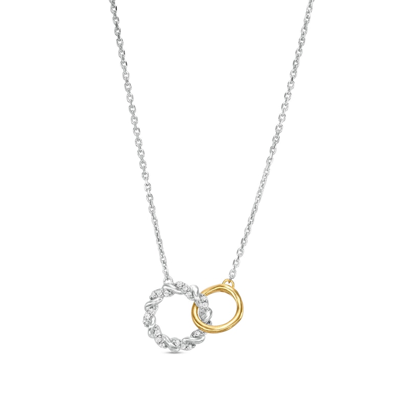 Circle of Gratitude® Collection 0.07 CT. T.W. Diamond Interlocking Twist Necklace in 10K Two-Tone Gold
