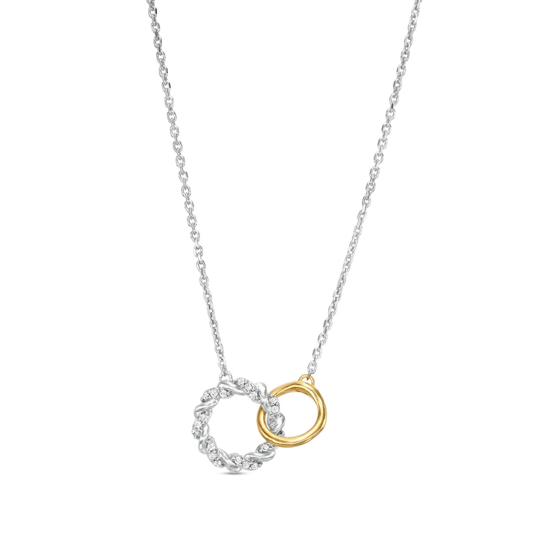 Circle of Gratitude® Collection 0.07 CT. T.W. Diamond Interlocking Twist Necklace in 10K Two-Tone Gold|Peoples Jewellers