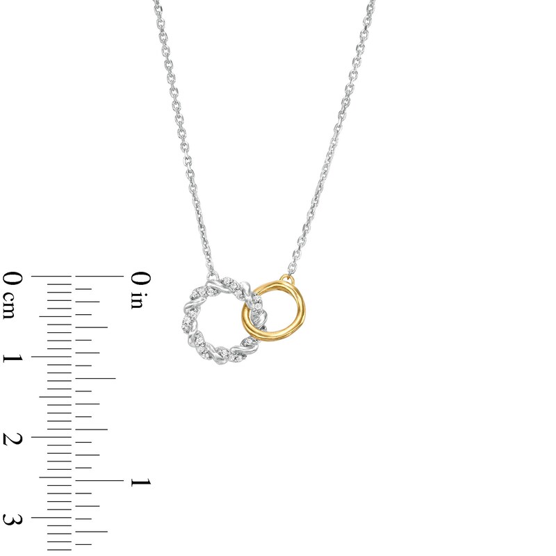 Circle of Gratitude® Collection 0.07 CT. T.W. Diamond Interlocking Twist Necklace in 10K Two-Tone Gold|Peoples Jewellers