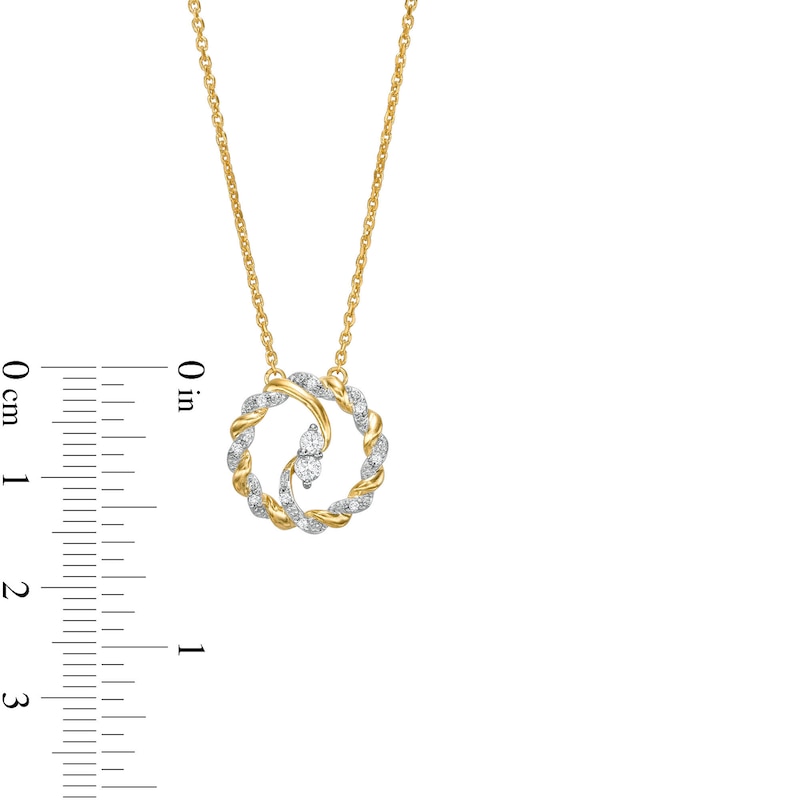Circle of Gratitude® Collection 0.12 CT. T.W. Diamond Bypass Twist Pendant in 10K Gold