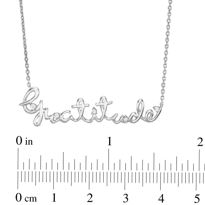 Circle of Gratitude® Collection 0.05 CT. T.W. Diamond Cursive Necklace in Sterling Silver|Peoples Jewellers