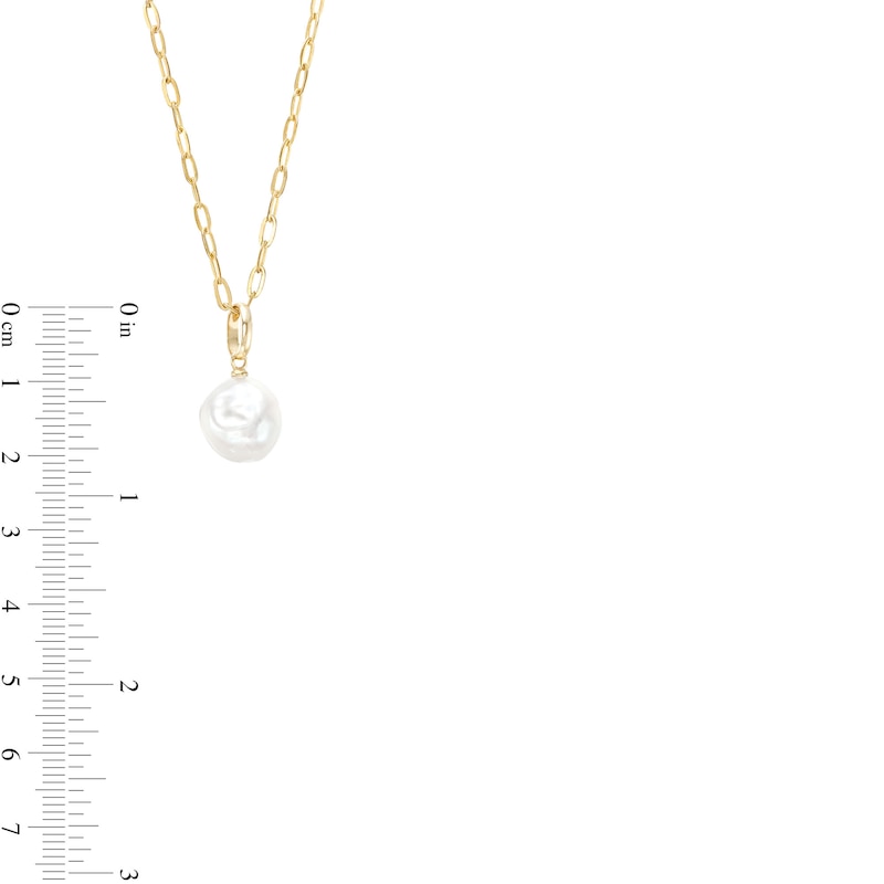 Main Image 3 of Freshwater Cultured Pearl Offset Paper Clip Chain Necklace in 10K Gold