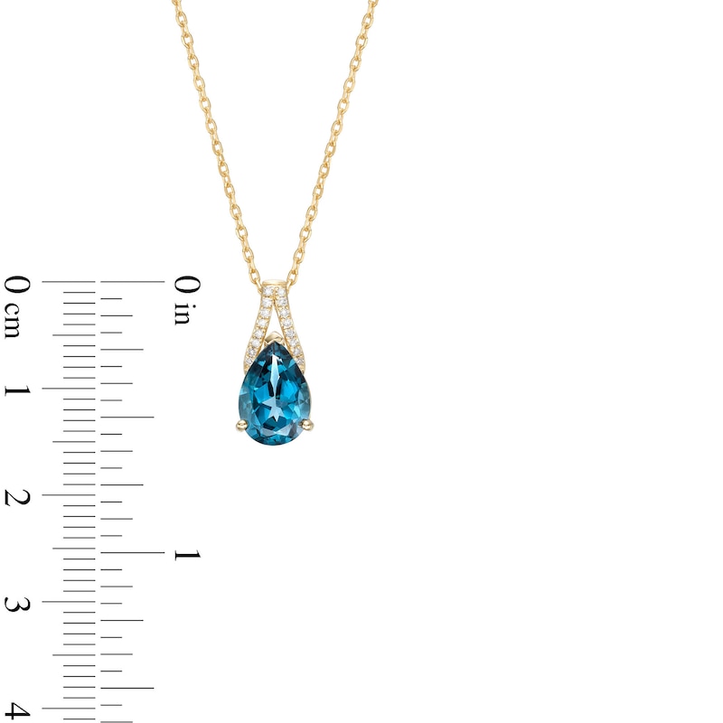 Pear-Shaped London Blue Topaz and 0.04 CT. T.W. Diamond Pendant in 10K Gold|Peoples Jewellers